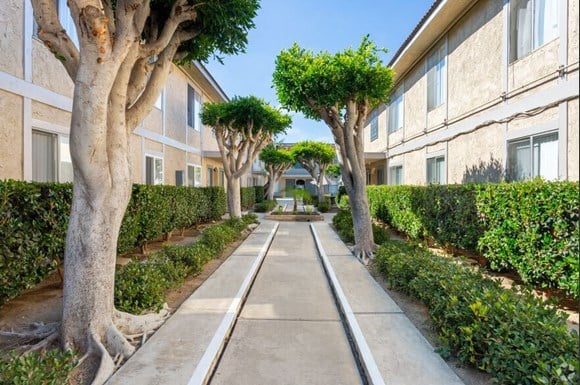 Courtyard Walking Path at Lido Apartments - 241 Avocado St, Costa Mesa, 92627